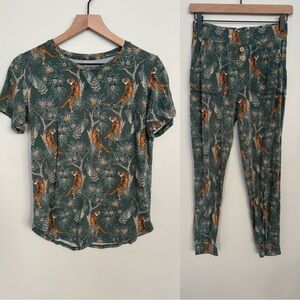 Lates By Kate Tiger Jungle Print Jam Set Pajama Set Women’s Small Flaw